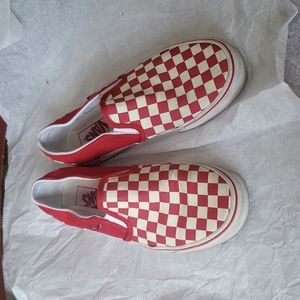 Vans Sz W8.5 checkered slip-ons